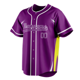 Custom Unisex Purple & Yellow Pattern Baseball Jersey BB0000072312