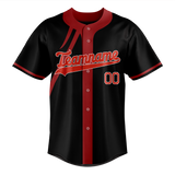 Custom Unisex Black & Red Pattern Baseball Jersey BB0000080109