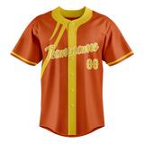 Custom Unisex Orange & Gold Pattern Baseball Jersey BB0000081013