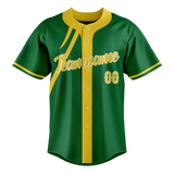 Custom Unisex Kelly Green & Gold Pattern Baseball Jersey BB0000081513