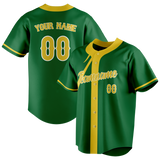 Custom Unisex Kelly Green & Gold Pattern Baseball Jersey