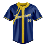 Custom Unisex Royal Blue & Yellow Pattern Baseball Jersey BB0000081912