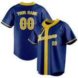 Custom Unisex Royal Blue & Yellow Pattern Baseball Jersey BB0000081912