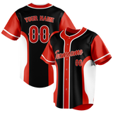 Custom Unisex Black & Red Pattern Baseball Jersey