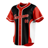 Custom Unisex Black & Red Pattern Baseball Jersey BB0000090109