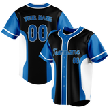 Custom Unisex Black & Blue Pattern Baseball Jersey