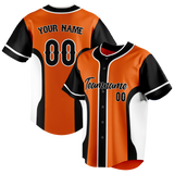 Custom Unisex Orange & Black Pattern Baseball Jersey