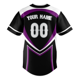 Custom Unisex Black & Purple Pattern Baseball Jersey BB0000100123