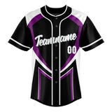 Custom Unisex Black & Purple Pattern Baseball Jersey BB0000100123