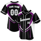 Custom Unisex Black & Purple Pattern Baseball Jersey BB0000100123