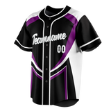 Custom Unisex Black & Purple Pattern Baseball Jersey BB0000100123