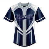 Custom Unisex Navy Blue & Silver Pattern Baseball Jersey BB0000101804