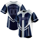 Custom Unisex Navy Blue & Silver Pattern Baseball Jersey