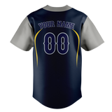 Custom Unisex Navy Blue & Gray Pattern Baseball Jersey BB0000111803