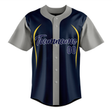 Custom Unisex Navy Blue & Gray Pattern Baseball Jersey BB0000111803