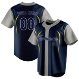 Custom Unisex Navy Blue & Gray Pattern Baseball Jersey