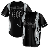 Custom Unisex Black & Silver Pattern Baseball Jersey