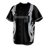 Custom Unisex Black & Silver Pattern Baseball Jersey BB0000150104