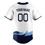 Custom Unisex White & Navy Blue Pattern Baseball Jersey BB0000160218