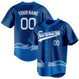 Custom Unisex Navy Blue & Blue Pattern Baseball Jersey