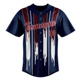 Custom Unisex Navy Blue & White Pattern Baseball Jersey BB0000171802