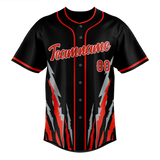 Custom Unisex Black & Red Pattern Baseball Jersey BB0000180109