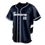 Custom Unisex Navy Blue & White Pattern Baseball Jersey BB0000191802