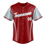 Custom Unisex Maroon & Silver Pattern Baseball Jersey BB0000220804