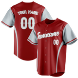 Custom Unisex Maroon & Silver Pattern Baseball Jersey