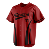 Custom Unisex Maroon & Black Pattern Baseball Jersey BB0000250801