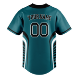 Custom Unisex Dark Aqua & Black Pattern Baseball Jersey BB0000271601