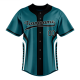 Custom Unisex Dark Aqua & Black Pattern Baseball Jersey BB0000271601