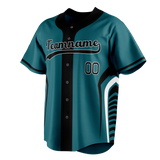 Custom Unisex Dark Aqua & Black Pattern Baseball Jersey BB0000271601