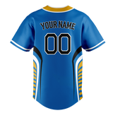 Custom Unisex Blue & Yellow Pattern Baseball Jersey BB0000272012