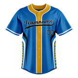 Custom Unisex Blue & Yellow Pattern Baseball Jersey BB0000272012