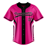 Custom Unisex Pink & Black Pattern Baseball Jersey BB0000272501