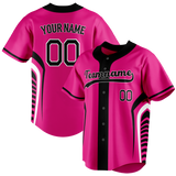 Custom Unisex Pink & Black Pattern Baseball Jersey