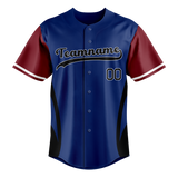 Custom Unisex Royal Blue & Maroon Pattern Baseball Jersey BB0000281908