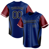 Custom Unisex Royal Blue & Maroon Pattern Baseball Jersey BB0000281908