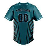 Custom Unisex Dark Aqua & Black Pattern Baseball Jersey BB0000351601