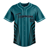 Custom Unisex Dark Aqua & Black Pattern Baseball Jersey BB0000351601