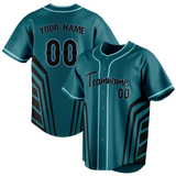 Custom Unisex Dark Aqua & Black Pattern Baseball Jersey BB0000351601