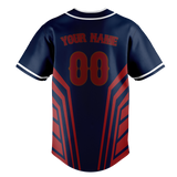 Custom Unisex Navy Blue & Red Pattern Baseball Jersey BB0000351809