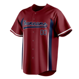 Custom Unisex Maroon & Navy Blue Pattern Baseball Jersey BB0000370818