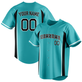 Custom Unisex Teal & Black Pattern Baseball Jersey