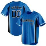 Custom Unisex Blue & Black Pattern Baseball Jersey