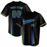 Custom Unisex Black & Blue Pattern Baseball Jersey BB0000380120