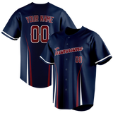 Custom Unisex Navy Blue & Maroon Pattern Baseball Jersey BB0000381808