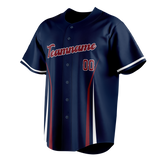 Custom Unisex Navy Blue & Maroon Pattern Baseball Jersey BB0000381808