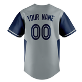 Custom Unisex Gray & Navy Blue Pattern Baseball Jersey BB0000390318